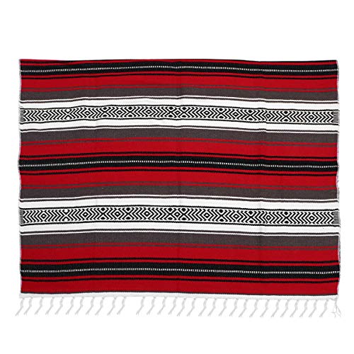 BESPORTBLE Sofakissen Gewebte Decken Mexikanische Decke Farbige Multifunktionale Dekorative Yoga-Decke für Autosofa Schlafzimmer Strand Camping im Freien (Rot 130X180cm) Decke Mit Quaste von BESPORTBLE