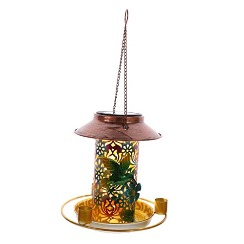 BESPORTBLE Solar Vogelfutterstation mit Hängende Gartenlaterne für Wildvögel Futterstelle und Dekoration für Außenbereich von BESPORTBLE