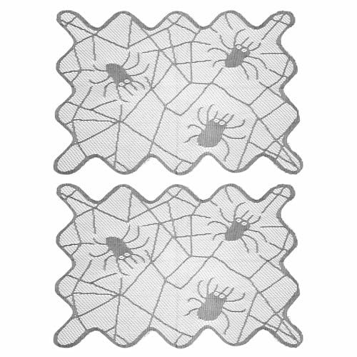BESPORTBLE Spinne Web Tasse Matte Halloween-Tischsets mit Spinnennetz Halloween Platzmatten mit Spinnennetz, Schwarze Spitze Platzdeckchen für Party, Küche, Esstisch, Dekoration, 2 Stück von BESPORTBLE