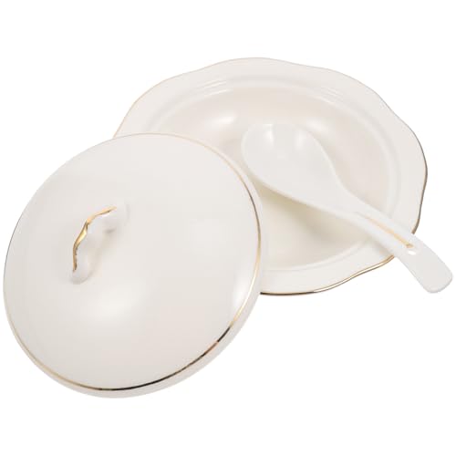 BESPORTBLE Tiefer Pasta Teller Mit Deckel – Große Suppenschalen Aus Hochwertigem Porzellan - Ideal Für Teigwaren Und Salate - Stilvolles Italienisches Geschirr Für Ihre Küche von BESPORTBLE