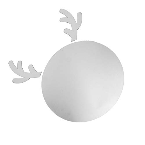 BESPORTBLE Tier Kristall Spiegel Aufkleber DIY Selbstklebende Runde Hase Kätzchen Hirsch Einhorn Muster Wandspiegel Aufkleber Abnehmbare Wandbilder Aufkleber für Kinder Kinder Hirsch Groß von BESPORTBLE