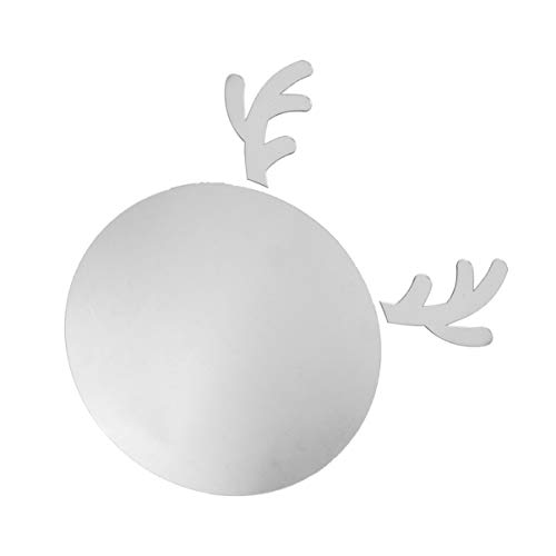BESPORTBLE Tier Kristall Spiegel Aufkleber DIY Selbstklebende Runde Hase Kätzchen Hirsch Einhorn Muster Wandspiegel Aufkleber Abnehmbare Wandbilder Aufkleber für Kinder Kinder Hirsch Klein von BESPORTBLE