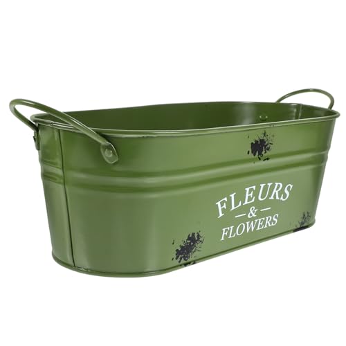 BESPORTBLE Vintage Blumentopf Garten Blumentopf Ovaler Übertopf Wanne Eimer Fleur Erhöhte Gartenkästen Behälter Sukkulenten Übertopf Pflanzgefäße Blumentöpfe Topf Heim Eisenvase von BESPORTBLE