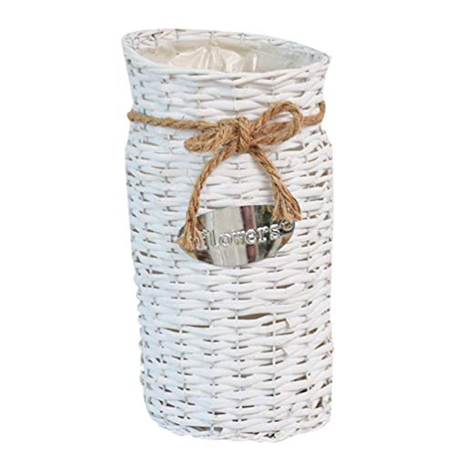 BESPORTBLE Vintage Blumenvase Rattan Gewebter Blumentopf Milchkanne Shabby Deko Landhausstil Vase Rustikal Blumeneimer Geflochtener Eimer Übertopf Dekovase Kaktus Topf für Wohnzimmer Tischdeko von BESPORTBLE