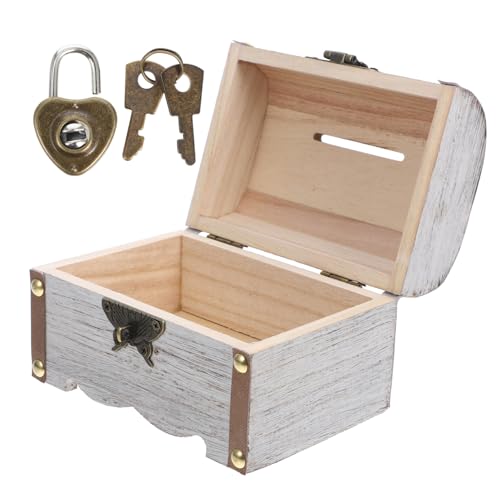 BESPORTBLE Vintage Holz Schatztruhe mit Schloss und Deckel Abschließbare Aufbewahrungsbox aus Holz Dekorative Retro Geldsparbox für Erwachsene Robuste Schatzkiste für Zuhause und Büro von BESPORTBLE