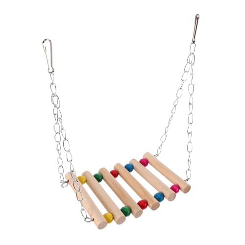 BESPORTBLE Vogelspielzeug Holz Kletterleiter Hängende Vogelschaukel Multifunktional Papageien Sittiche Käfigzubehör Bunte Hängematte Einfach Installierbar Platzsparend Anpassbar von BESPORTBLE