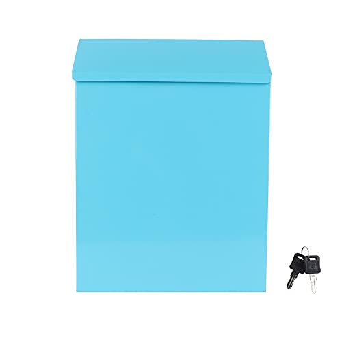 BESPORTBLE Wand Halterung Mailbox Post Box Eisen Briefkasten Vorschlag Box Kommentar Box Wahlurne mit Schlüssel für Home Outdoor Decor Blau von BESPORTBLE