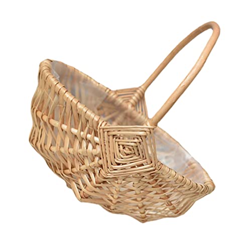 BESPORTBLE Weidenkorb Mit Henkel Blumenkorb Rattan Picknickkorb Obstkorb Eierkorb Brotkorb Handtasche Korb Blumen Korb Hochzeitskorb M?dchen Blumenkinder Korb für Hochzeit Tischdeko von BESPORTBLE