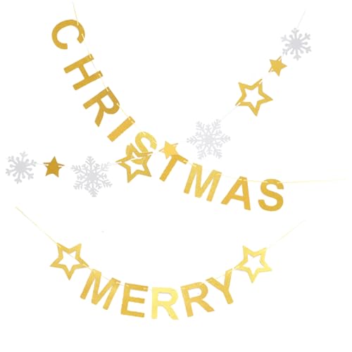 BESPORTBLE Weihnachtliche Party Deko Banner Goldfarben Hängend Einfache Montage Festliche Weihnachtsdekoration für Zimmer und Feierlichkeiten Vielseitig als Fotorequisite Geeignet von BESPORTBLE