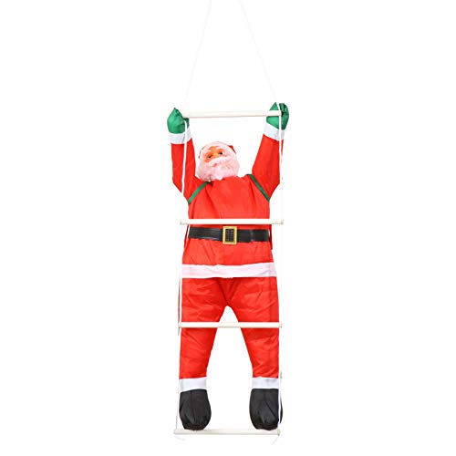 BESPORTBLE Weihnachtsmann auf Leiter Kletternder Weihnachtsmann Kletter Nikolaus Figur Santa Claus Ornament Geschenke Xmas Party Garten Dach Deko für Innen- und Außenbreich 90x35 cm von BESPORTBLE