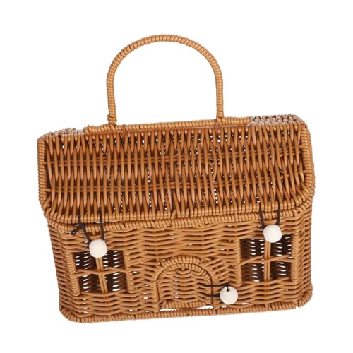 BESPORTBLE Wunderschöner Geflochtener Aufbewahrungskorb mit Deckel und Griff Kleines Retro Picknick und Hochzeitsgeschenk Tragbarer Korb für Snacks Obst und von BESPORTBLE