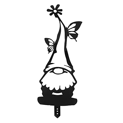 BESPORTBLE Zwerg Figur Schwarz Gartenzwerg Metall Deko Gartenstecker Gartenfiguren Tomte GNOME Garten Statue Skulptur Blumenstecker Gartendeko Rost Stecker für Rasen Terrassen Dekoration von BESPORTBLE