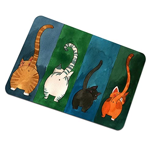 BESPORTBLE dünne Fußmatte Bereich Teppich Fell Eingang Hallo Floor mat fußbodenmatte doormats fussmattte türmatte Door mat Haustürmatte im Freien Katzen-Fußmatten Katzenmuster-Fußmatte Green von BESPORTBLE