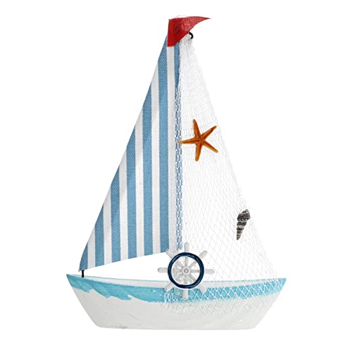 BESPORTBLE Harz Segelboot Segelschiff Mittelmeer Deko: Seestern Holzboot Holzschiff Modell Mediterrane Boot Schiff Beach Nautische Wohnzimmer Weihnachten Tischdeko Xmas Büro Schreibtisch Deko von BESPORTBLE