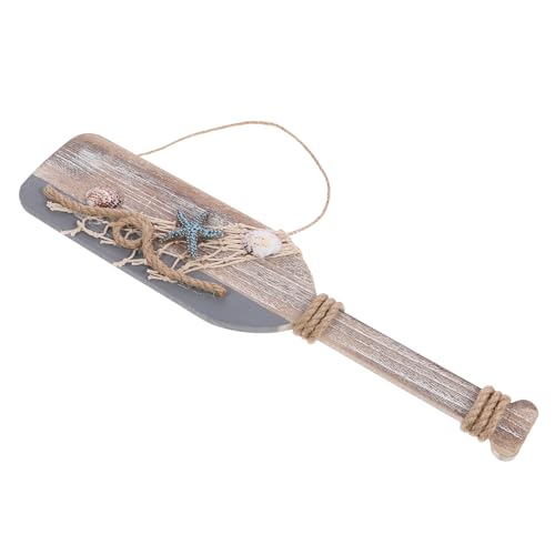 Paddel Holz Deko Muscheln Fischernetz Wanddeko nautische Deko Mediterraner Stil Wanddekoration Türhänger Ornament für Badezimmer Kinderzimmer Wohnzimmer Geschenk von BESPORTBLE