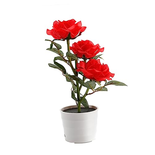 BESPORTBLE Solar Flower Lights Led Licht Blumen Bonsai Lampe Mit Lichtern Für Garten Balkon Büro Hotel Und Einfach Zu Bedienen Rot von BESPORTBLE