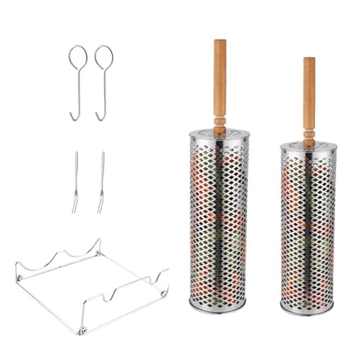 2er Pack Edelstahl 360° Drehbarer Grillkorb mit Zubehör für BBQ Camping Picknick von BESSTUUP