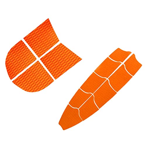 BESSTUP Orange EVA 9 Full Layer Grip Mat with 4 Dog Pull Pads for SUP Surfboard, Longboard, Kajak, Rutschfestes, selbstklebendes Schaumstoffpolster von BESSTUUP