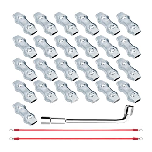BESSTUUP 25 Stück M5 Polyseilverbinder Set mit 2X leitfähigem Draht für Elektrozäune - Professionelle Installation von BESSTUUP