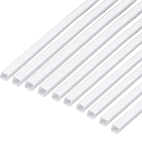 Acryl-Vollstab, 10 Stück ABS-Vierkantrohre, Kunststoff-Modellrohre, Seitenlänge 2–10 mm, Länge 500 mm, geeignet for Architekturmodelle, Seitenlänge 6 mm(Side length 4mm) von BESSX