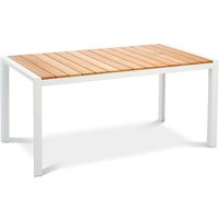 Aluminium Tisch Paros 160 x 90 cm weiss/Teakholz Loungetisch - Best Freizeitmöbel von BEST FREIZEITMÖBEL