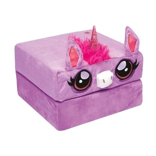 BEST OF TOYS Pillow Cube – Einhorn violett Mybo TV | Kinderkissen 2-in-1 | Verwandlungsfähiges Plüschtier | ergonomischer Formgedächtnis | leicht & mobil | waschbarer Bezug | verbesserter Schlaf von BEST OF TOYS