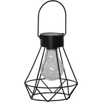 Star Trading Solar Laterne Eddy, LED, Schwarz, Outdoor, mit Dew Drop Lichterkette, Warmweiß, Dämmerungssensor, 15,5 cm von BEST SEASON