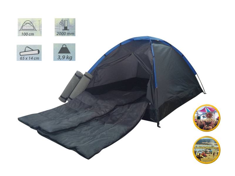 Zelt FESTIVAL, 205x150x105cm, inkl. Isomatten und Schlafsäcken Zelt FESTIVAL, 205x150x105cm, inkl. Isomatten und Schlafsäcken von BEST Sport