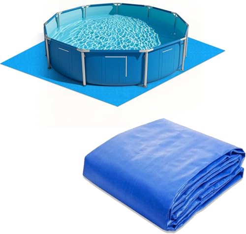Pool Unterlage Outdoor. Poolunterlage Rechteckig Outdoor Blau. Pool Bodenschutzmatte Für Den Garten. Pool Unterlegmatte Für Den Sommer. Pool Matten Untergrund Gras Bedecken (275x275 cm) von BEST&FREE