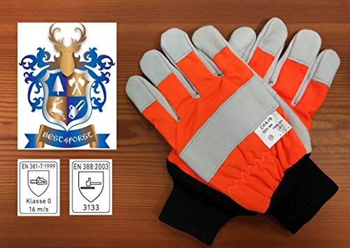 BEST4FORST Schnittschutzhandschuh Gr. 10 Forsthandschuh für Kettensägenarbeit von BEST4FORST