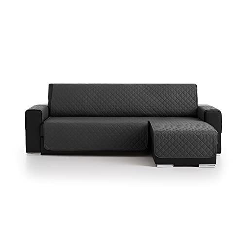 BESTCOVERS Ecksofa Zweiseitig Made in Spain Alcantara Touch Ecksofaschutz Sofaschoner Ecksofabezug Ecksofa mit Ottomane Sofaschonbezug Ecksofa Überwurf Ecksofa Überdecke (Dunkelgrau, 200 cm) von Bestcovers