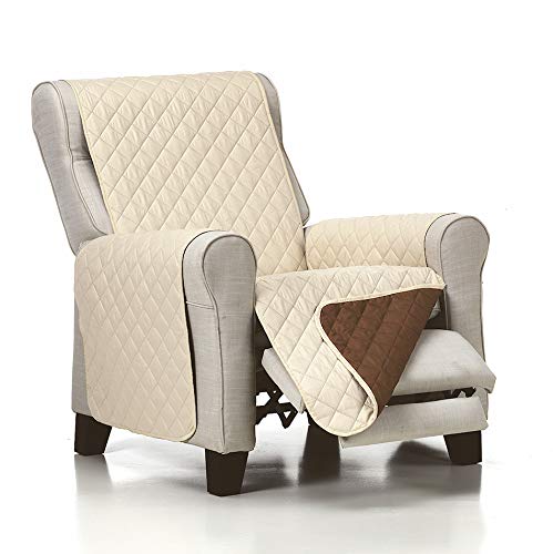 BESTCOVERS Zweifarbig Sesselüberwürf Sesselschoner Schonbezug Sesselschutz Schutzbezug Made in Spain Sessel Schoner Sofabezug Sofaschonbezug Sofa Überwurf Sofa Überdecke (Beige/Braun, 1 Sitzer) von Bestcovers
