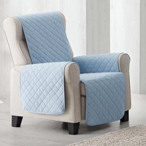 BESTCOVERS Zweifarbig Sesselüberwürf Sesselschoner Schonbezug Sesselschutz Schutzbezug Made in Spain Sessel Schoner Sofabezug Sofaschonbezug Sofa Überwurf Sofa Überdecke (Blau/Beige, 1 Sitzer) von Bestcovers