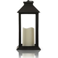 Bestgoodies - Laterne ( 32x14x14cm ) Windlicht Indoor Dekolampe mit flackernden LED-Kerzen, Batteriebetrieben, Innenbereich - mit brennenden Docht von BESTGOODIES