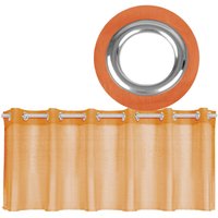 Ösen-Bistrogardine in B160cm x L60cm, transparente uni Scheibengardine Voile in vielen verschiedenen Farben erhältlich (hellorange - möhre) - Orange von BESTGOODIES