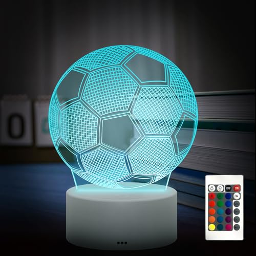 BESTIELAM Fußball Kinder Nachtlicht, Football Gifts 3D LED Intelligent Remote Control Colorful Football Night Light Fussball für Kinderzimmer Dekoration und Urlaub Geschenke… von BESTIELAM