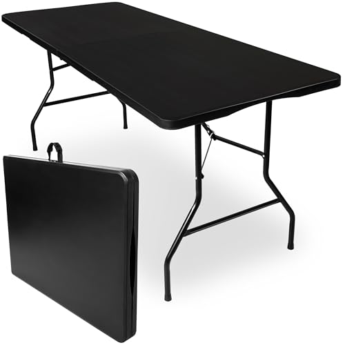 BESTIF Gartentisch klappbar Campingtisch Buffettisch Falttisch mit Tragegriff Stabiler Klapptisch für In- und Outdoor | 180x70x74 cm (Schwarz) von BESTIF