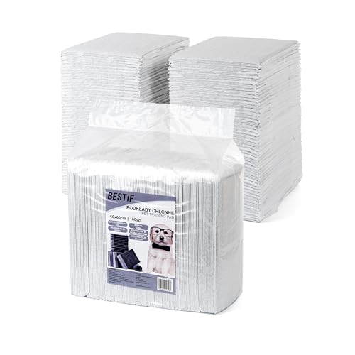 BESTIF Trainingspads für Hunde Welpen auslaufsicher Hunde Unterlagen mit Aktivkohle Kohlenstoff zur Geruchskontrolle Training Pads Set 100 Stück 6-lagig (100, 60 x 60 cm) von BESTIF