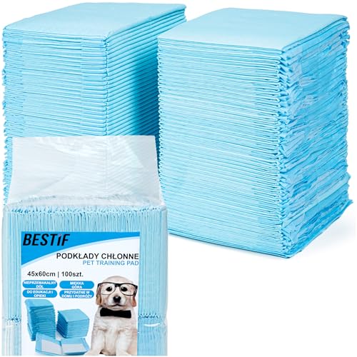 BESTIF Trainingspads für Hunde und Welpen auslaufsichere Trainingsunterlagen Haustiere Training Pads Set 100 Stück 6-lagig (100, 45 x 60 cm) von BESTIF