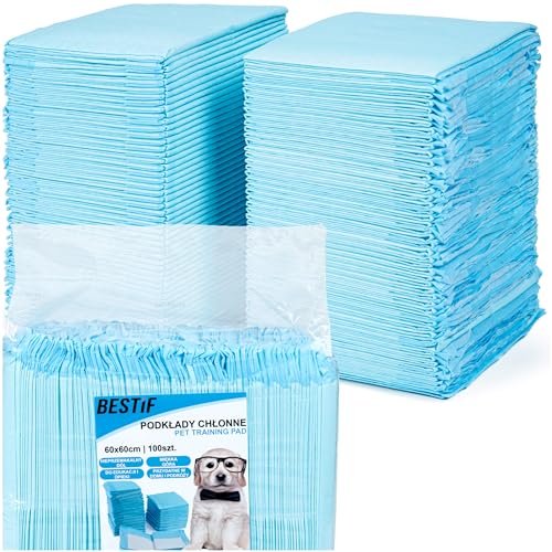 BESTIF Trainingspads für Hunde und Welpen auslaufsichere Trainingsunterlagen Haustiere Training Pads Set 100 Stück 6-lagig (100, 60 x 60 cm) von BESTIF
