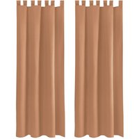 2er Set Dekoschal mit Schlaufe, inkl. Raffhalter & Haken, braun in 140x145 cm - Braun von BESTLIVINGS