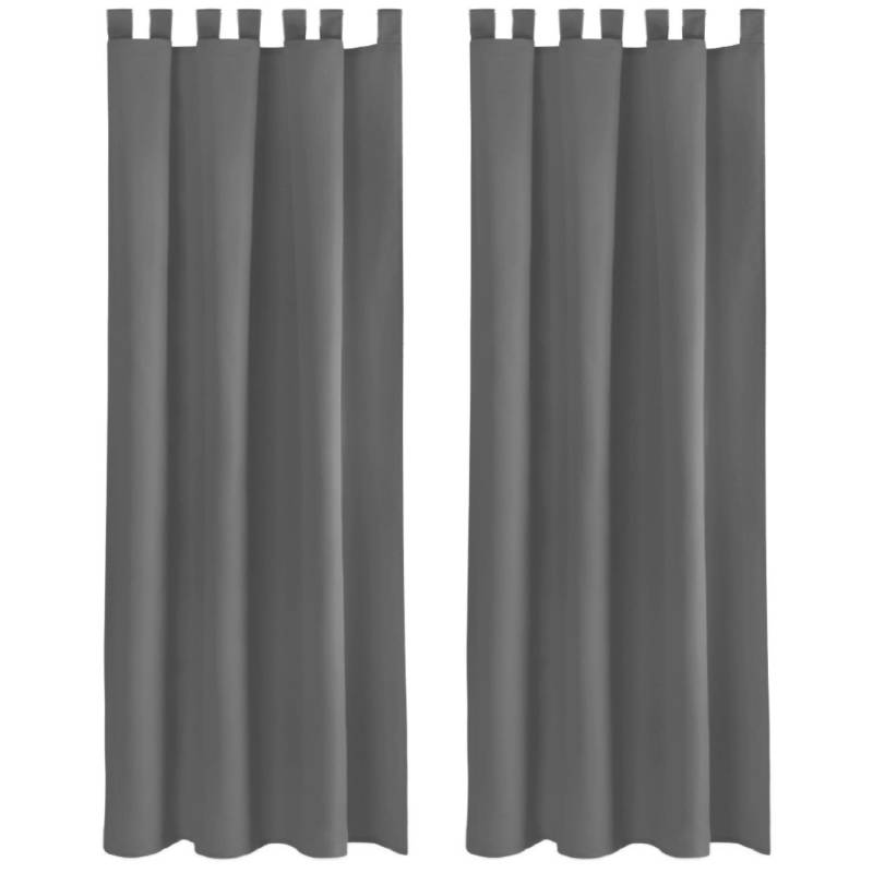 Bestlivings 2er Set Dekoschal EllenSchlaufe mit Raffhalter & Haken 140 x 145 cm Anthrazit von BESTLIVINGS
