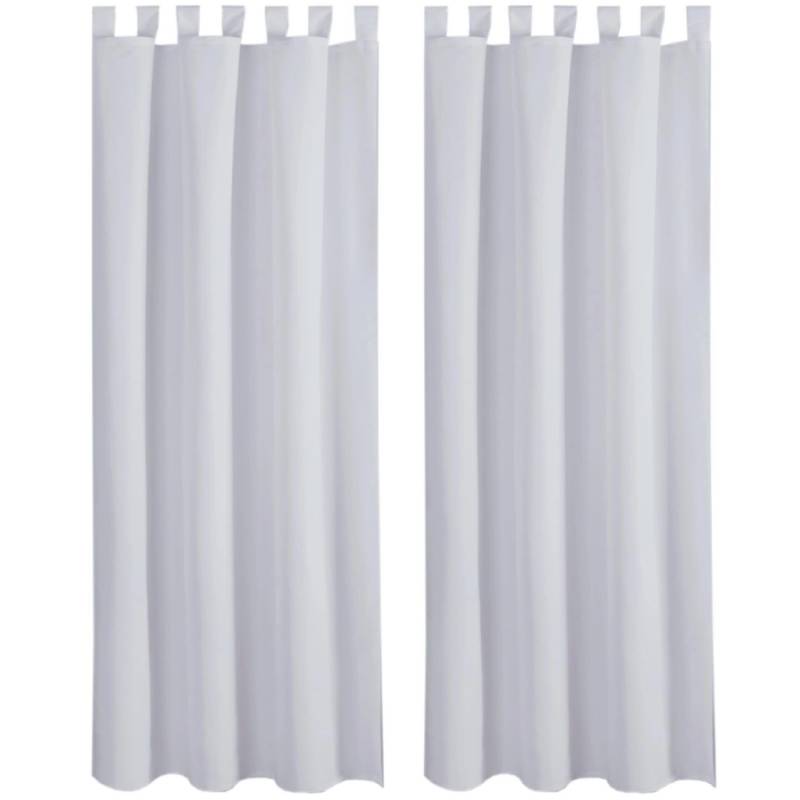 Bestlivings 2er Set Dekoschal EllenSchlaufe mit Raffhalter & Haken 140 x 145 cm Hellgrau von BESTLIVINGS