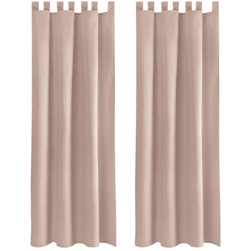 Bestlivings 2er Set Dekoschal EllenSchlaufe mit Raffhalter & Haken 140 x 145 cm Sandgrau von BESTLIVINGS
