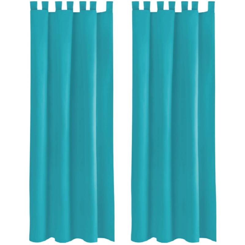 Bestlivings 2er Set Dekoschal EllenSchlaufe mit Raffhalter & Haken 140 x 145 cm Türkis von BESTLIVINGS