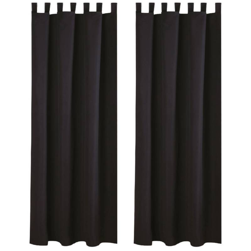 Bestlivings 2er Set Dekoschal EllenSchlaufe mit Raffhalter & Haken 140 x 245 cm Schwarz von BESTLIVINGS
