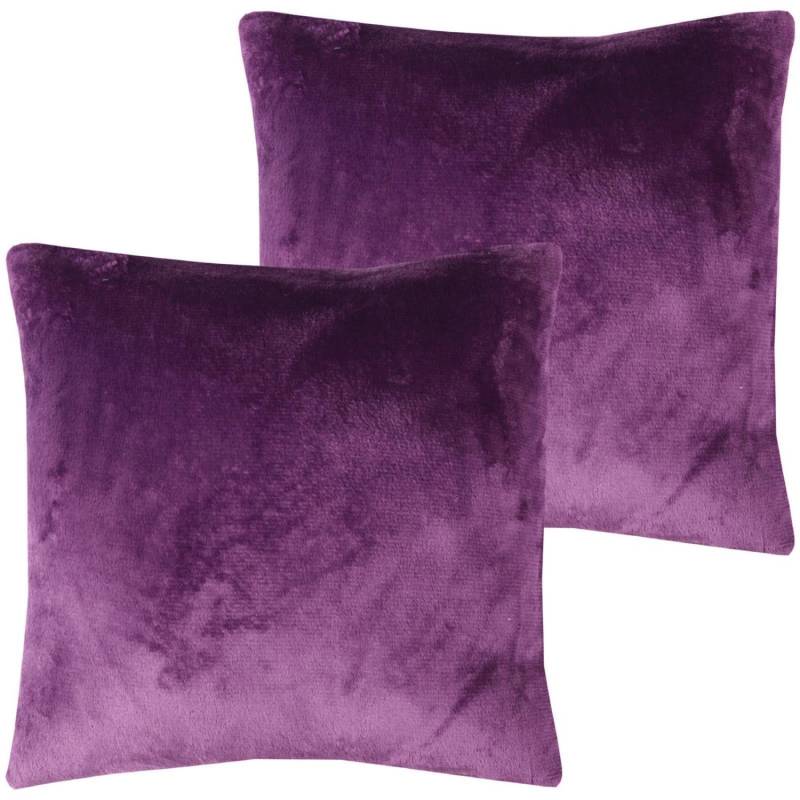Bestlivings Dekokissen Kuschel Kissenbezug mit Reißverschluss 40 x 40 cm Violett 2er Pack von BESTLIVINGS