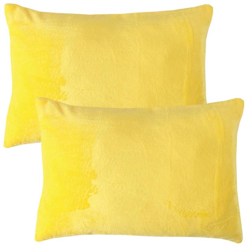 Bestlivings Dekokissen Kuschel Kissenbezug mit Reißverschluss 40 x 60 cm Gelb 2er Pack von BESTLIVINGS