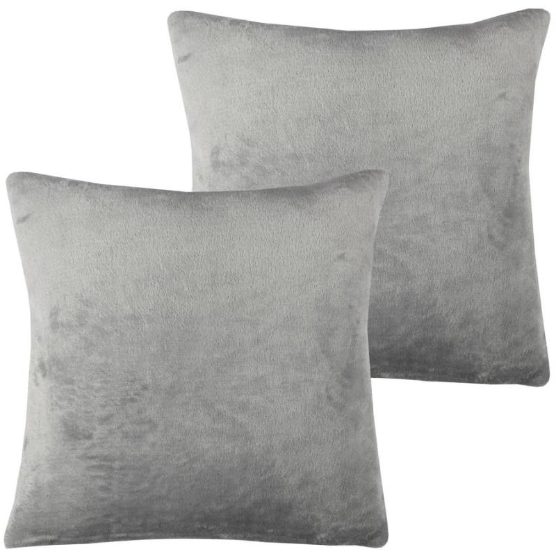 Bestlivings Dekokissen Kuschel Kissenbezug mit Reißverschluss 45 x 45 cm Grau 2er Pack von BESTLIVINGS