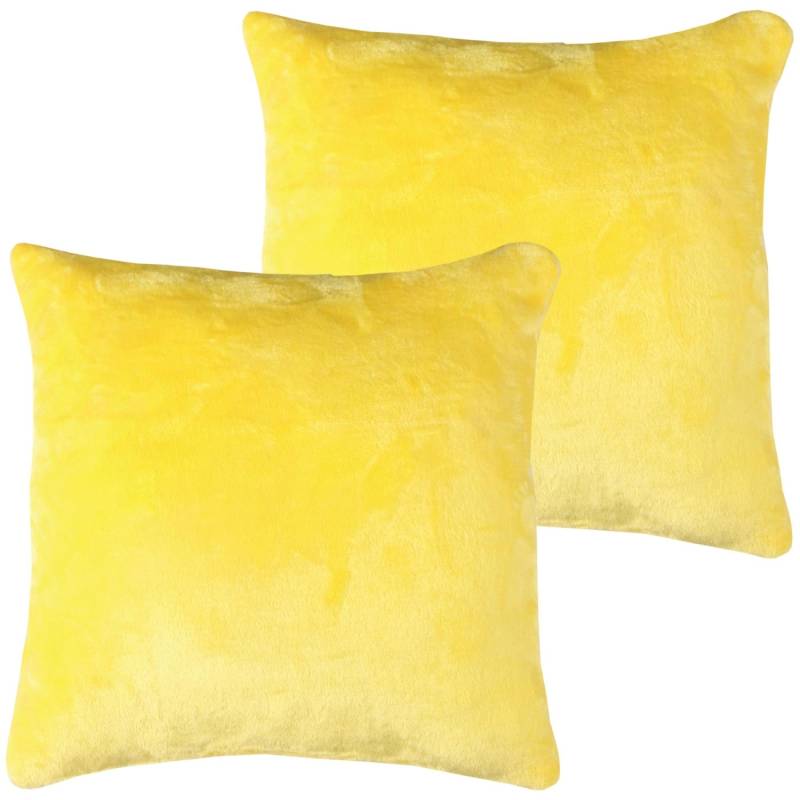 Bestlivings Dekokissen Kuschel Kissenbezug mit Reißverschluss 50 x 50 cm Gelb 2er Pack von BESTLIVINGS